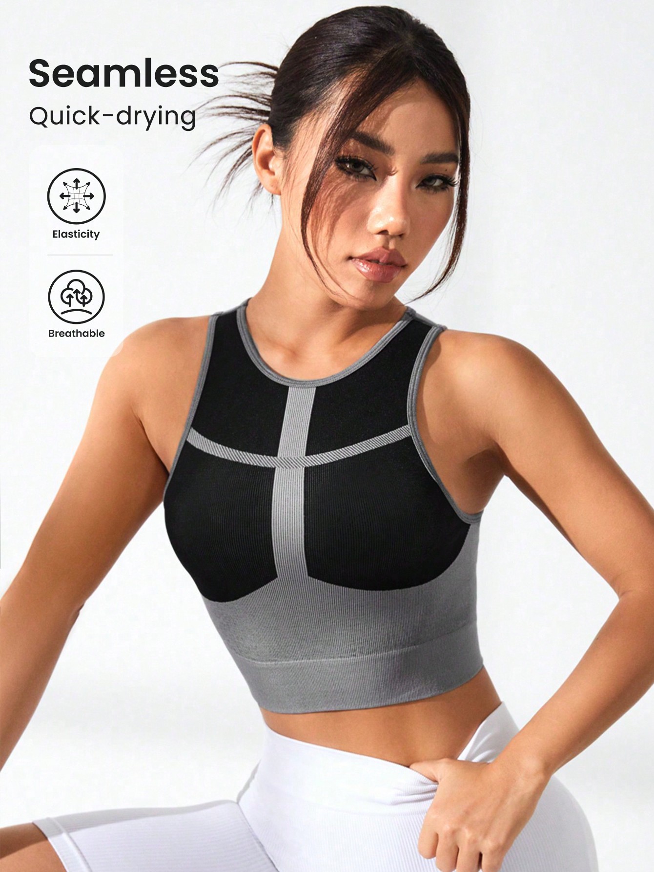 Tank Top Ribbed - Top Corto da Donna a Blocchi